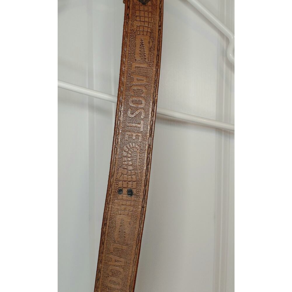 Vintage Lacoste Tooled Leather Western Belt Brown Croc Embossed Silver Buckle 38 - Picture 10 of 16